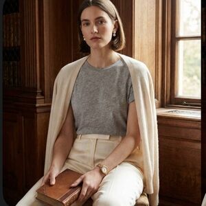 J Crew Shrunken TENCEL™ lyocell-blend T-shirt Size L Htr Dusk